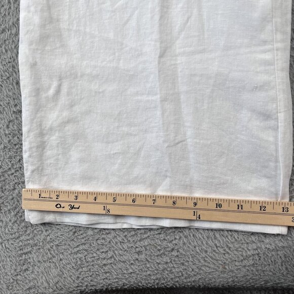 Sundance Wide Leg Linen Pants Womens Large White Stretch Waist Made in USA - Picture 6 of 7